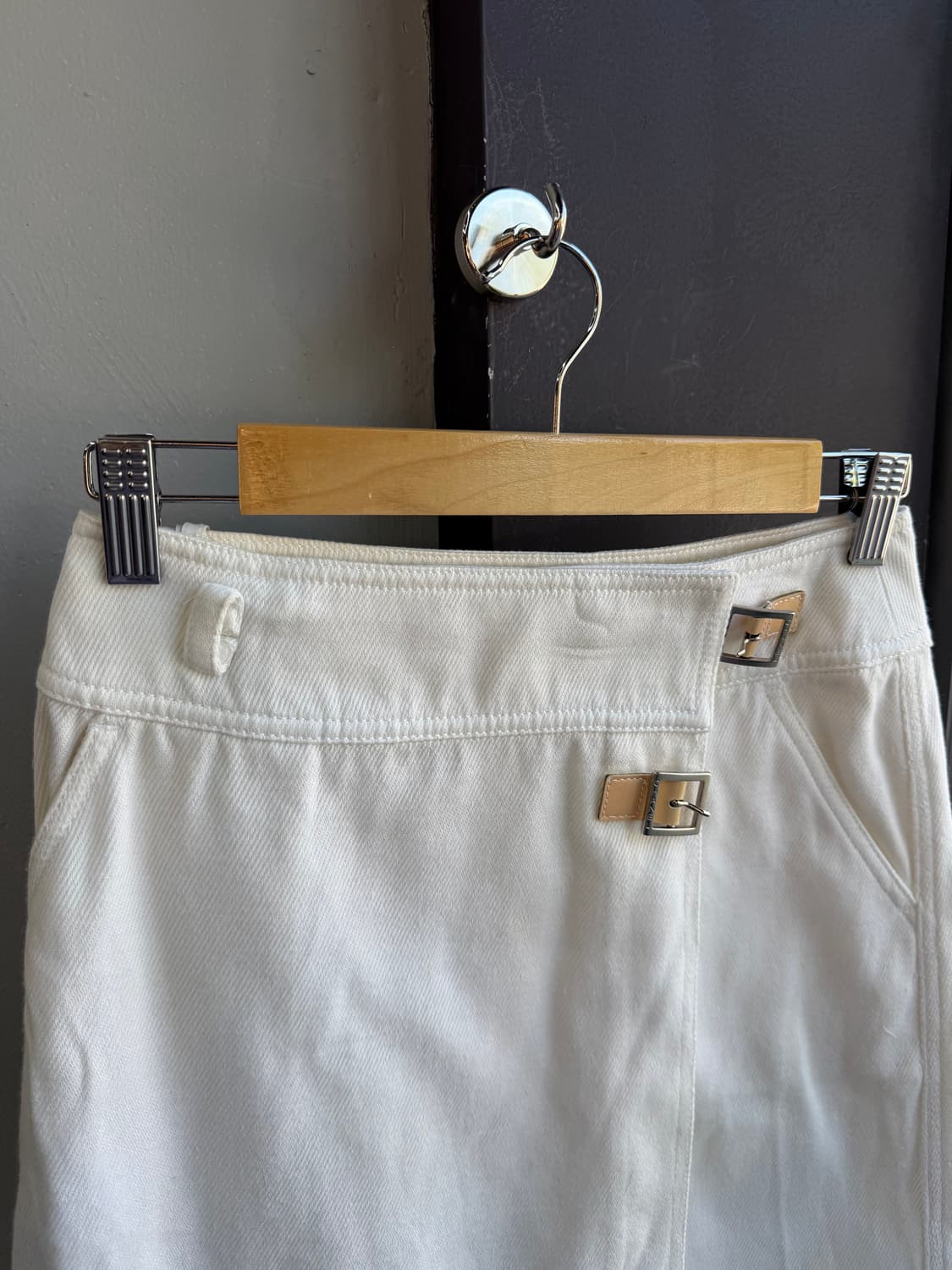 34/ 샤넬 00AW 화이트 코튼 스커트 상품이미지4