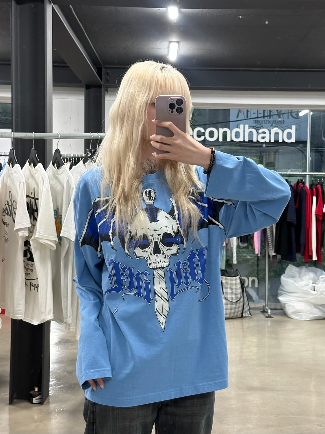 팔라스 25FW 윙스팬 롱슬리브 오션 블루 긴팔티 상품이미지1