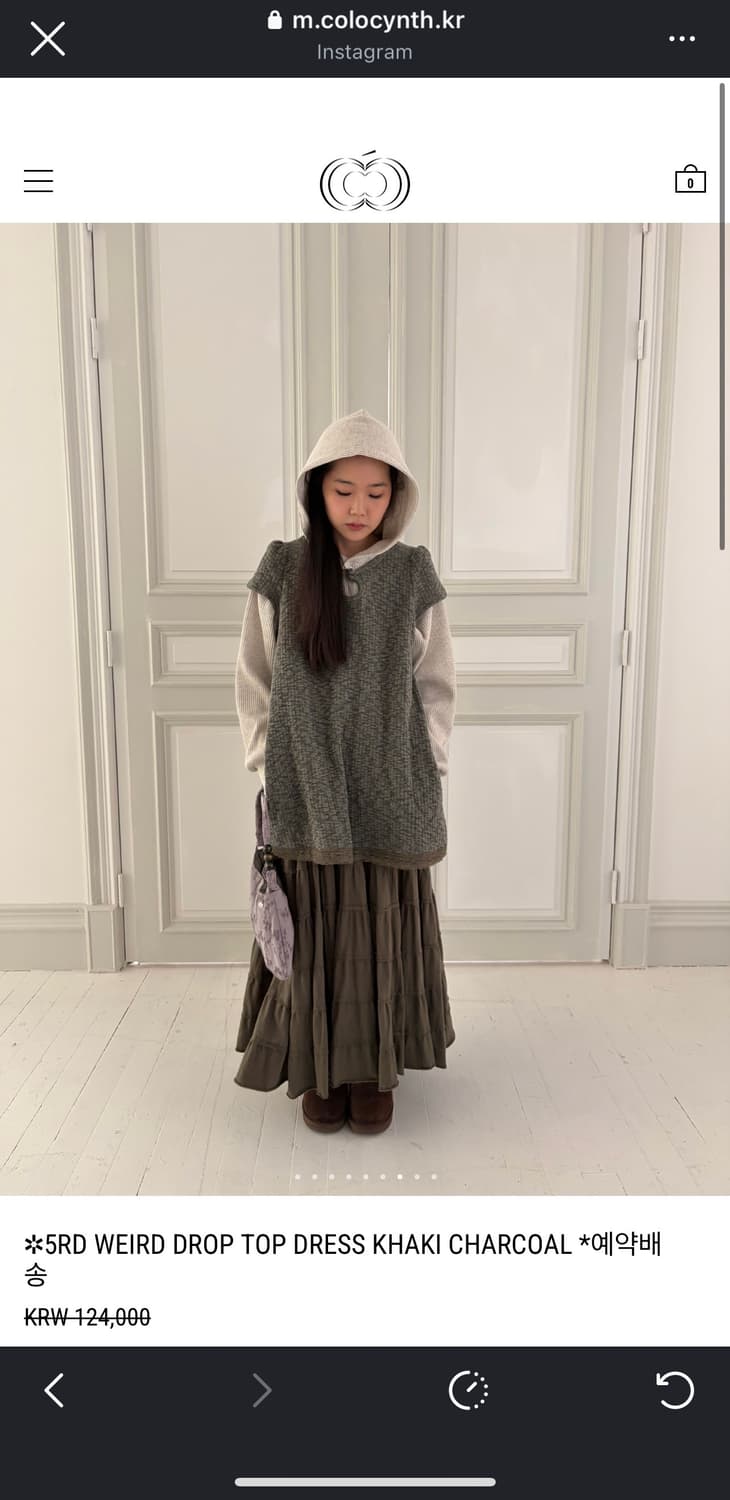 콜로신스 WEIRD DROP TOP DRESS 카키 차콜 레이어드 드레스 상품이미지1