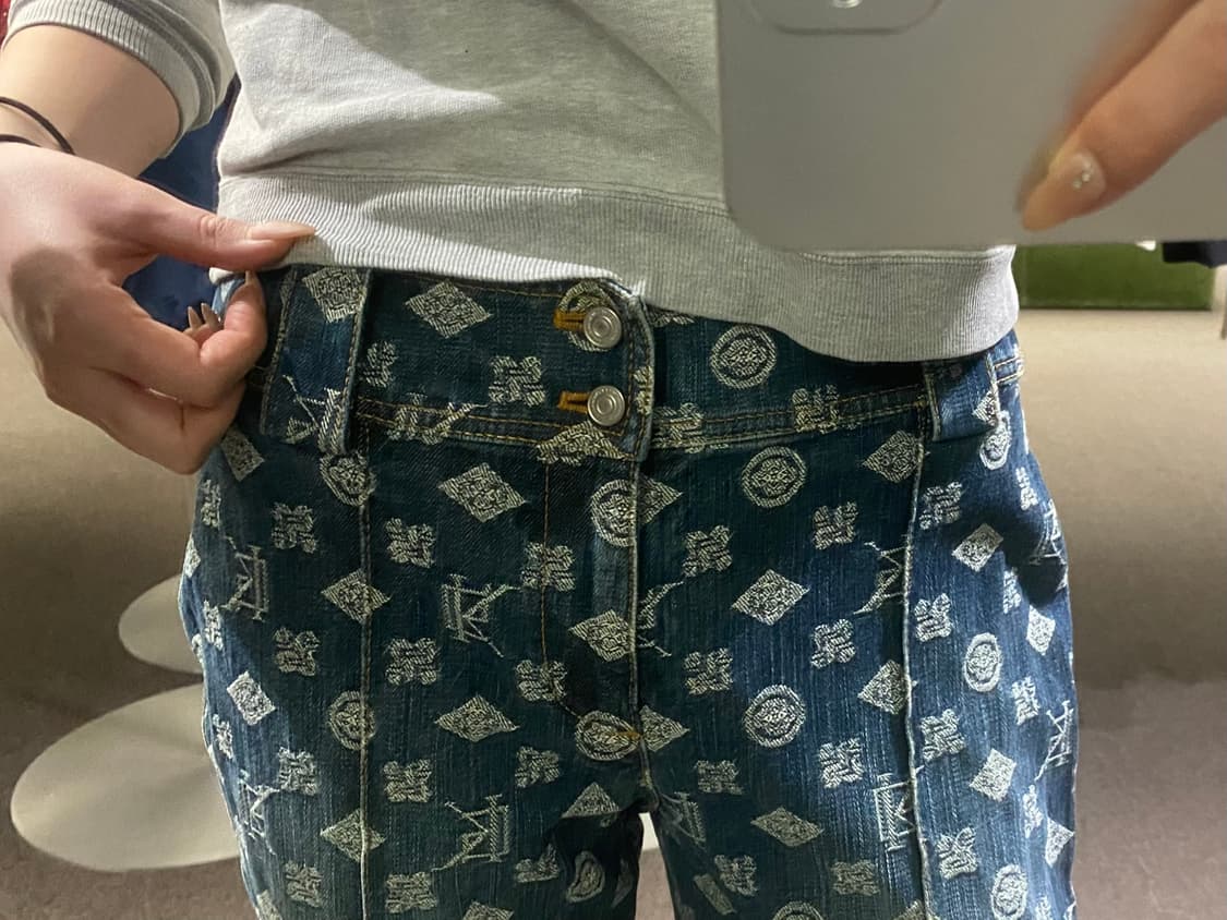 9)Japanese vintage 여성 모노그램 부츠컷 데님팬츠 상품이미지4