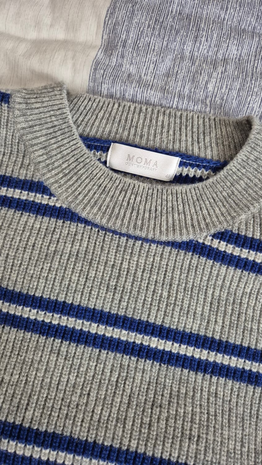 모마디자인 프렌치울스트라이프니트 라이트그레이 48 상품이미지1