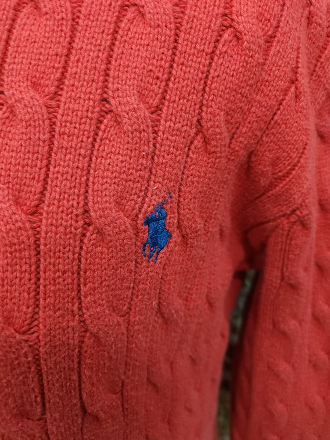 폴로 랄프로렌 레드 꽈배기 코튼 니트
​
 상품이미지2