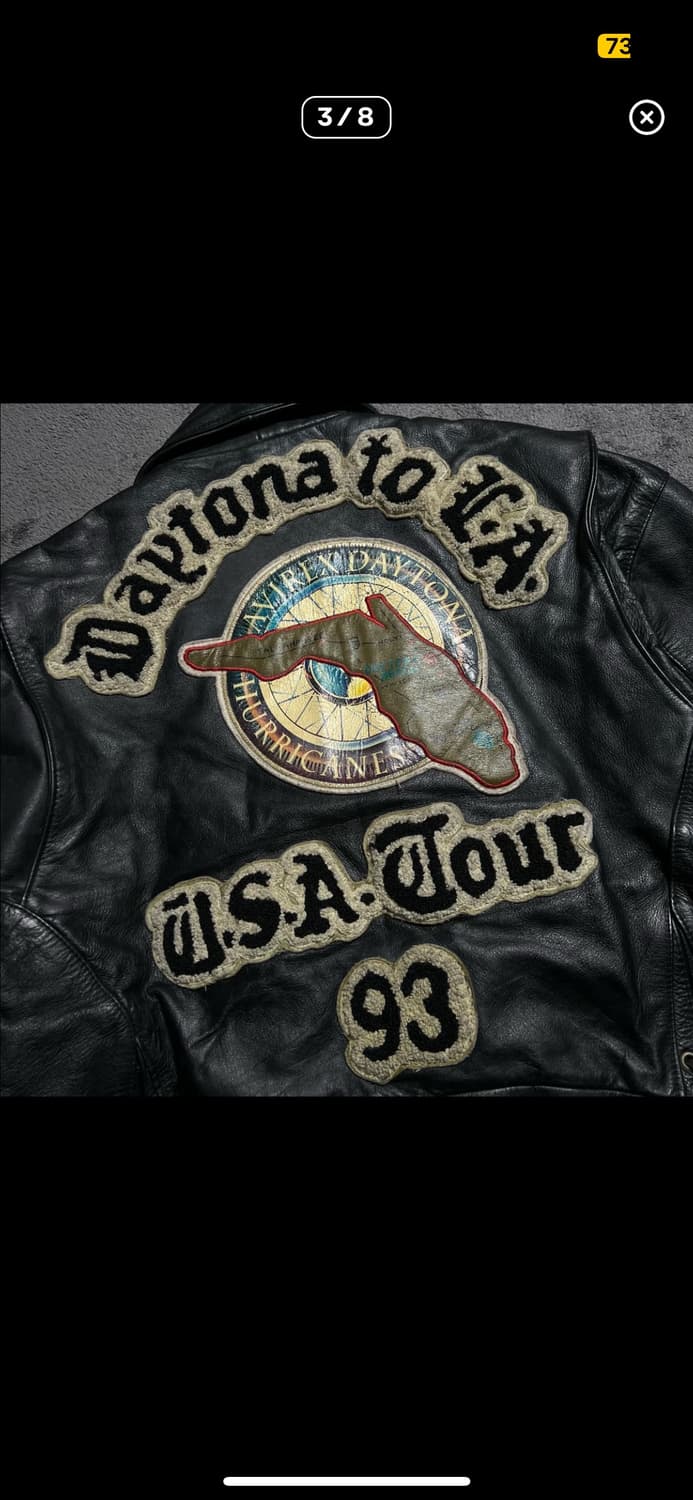 90's 아비렉스 소가죽 라이더 자켓 상품이미지3