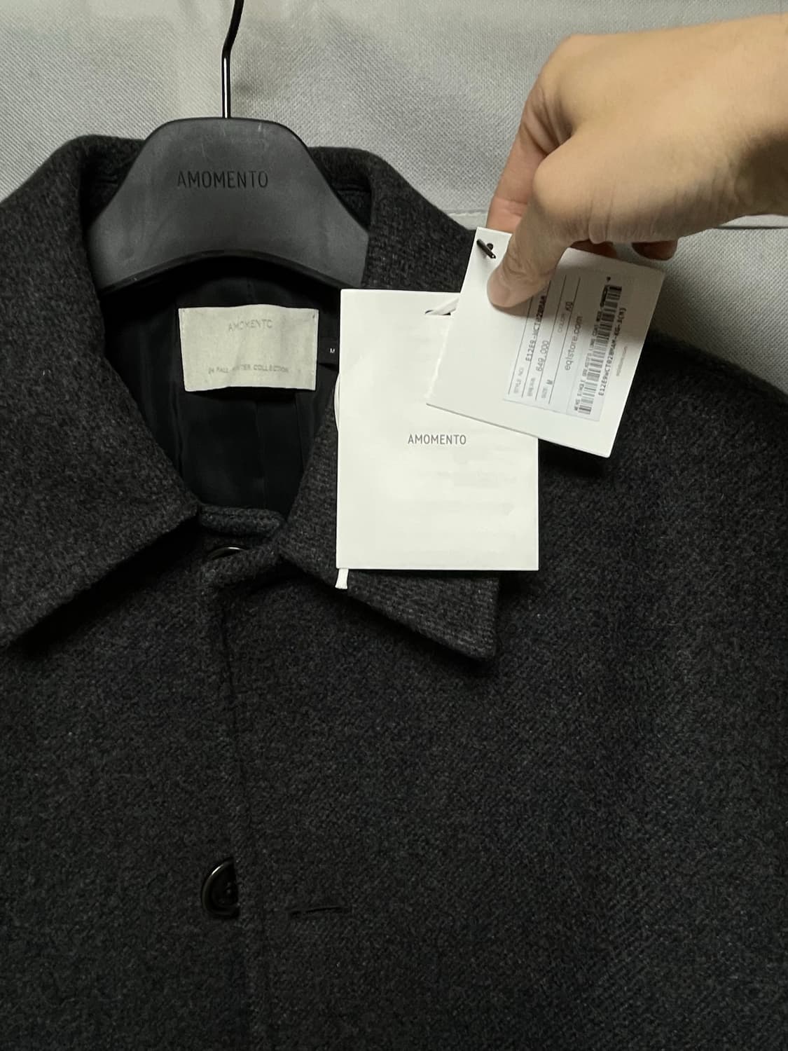 [m]아모멘토 싱글브레스티드 코트 차콜 상품이미지3