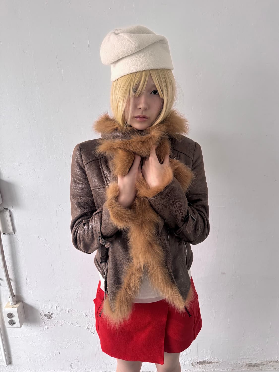 Slim fur trimming jacket 상품이미지1