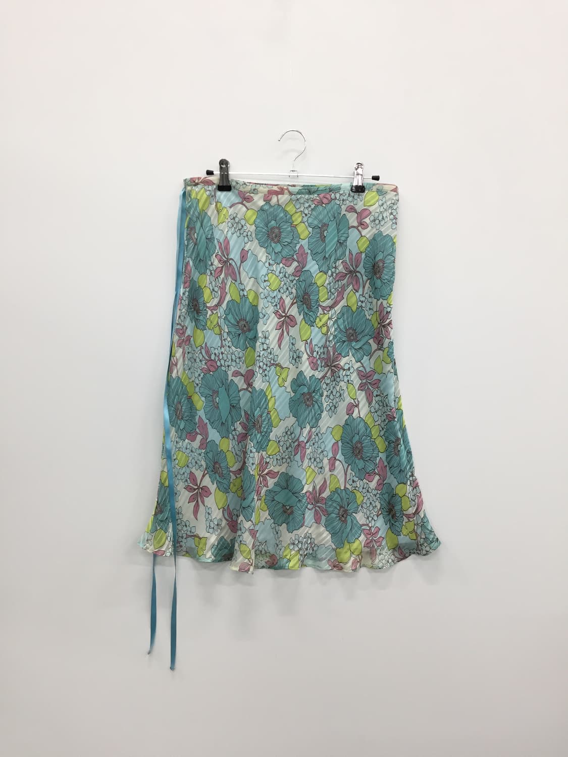 Jpn Pastel Aqua Floral Midi Skirt 상품이미지4