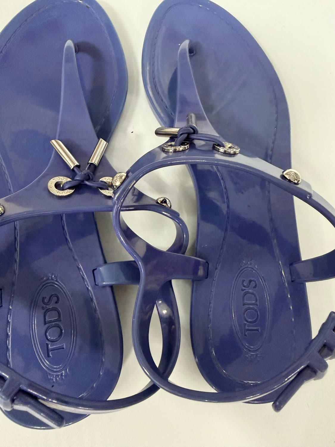 정품) TODS 토즈 여성 블루 젤리 쪼리 샌들 37 상품이미지8