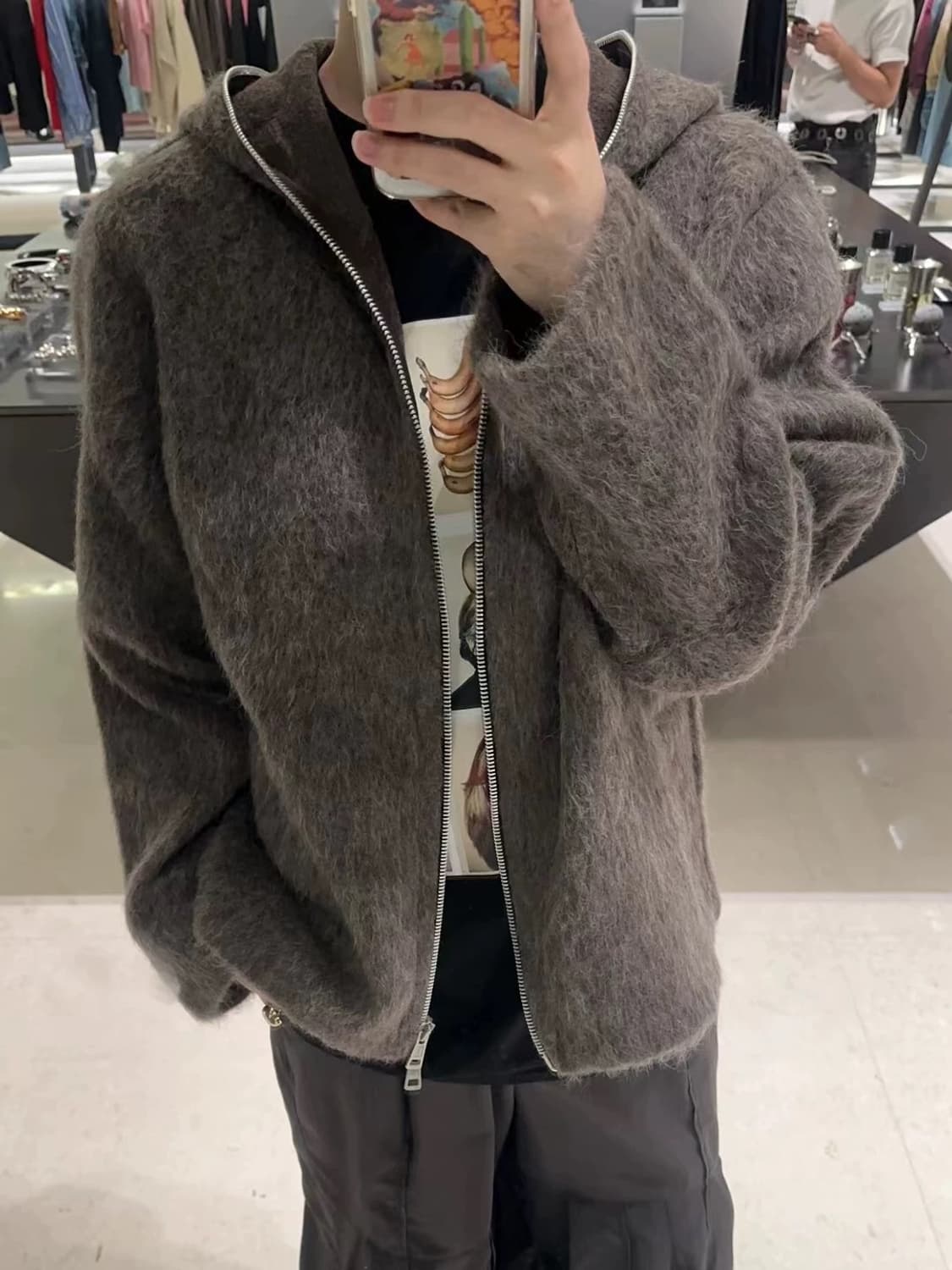 【44】아워레가시 슈렁큰 모헤어 후드자켓 상품이미지5