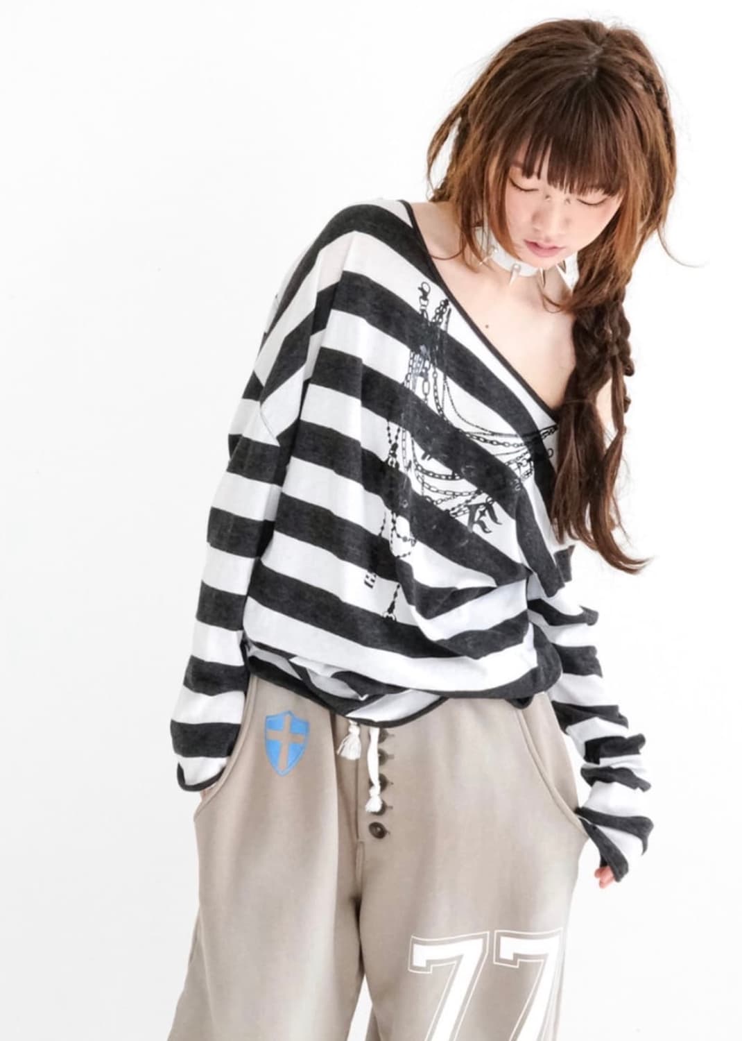 샵페어리 Totem Graphic chain 체인 스트라이프 티셔츠 상품이미지1