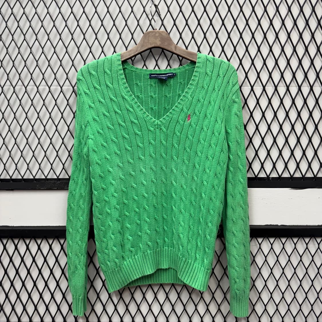폴로 랄프로렌 케이블 니트 핑크 포니 포인트 라이트그린 상품이미지1