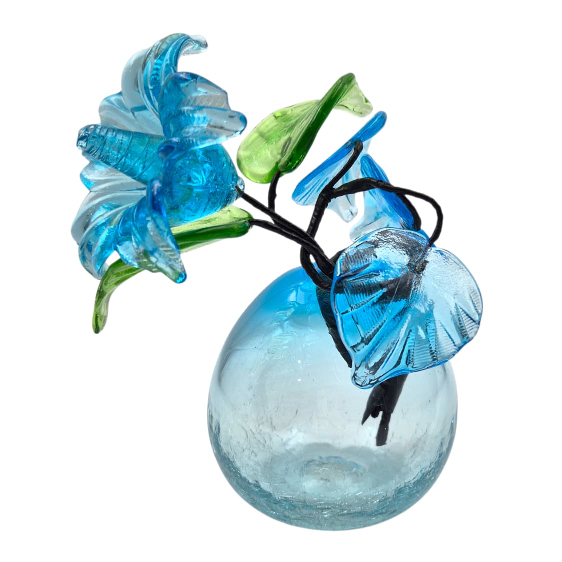 80s 류큐 핸드블로운 크랙 꽃병&송이 세트 상품이미지1