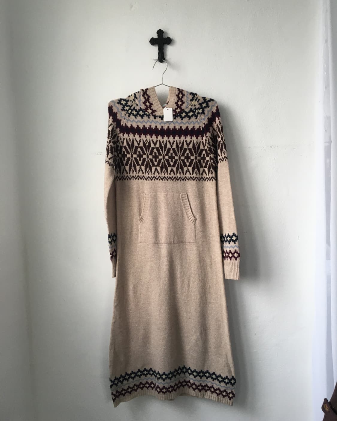 Nordic pattern hood knit onepiece 상품이미지2