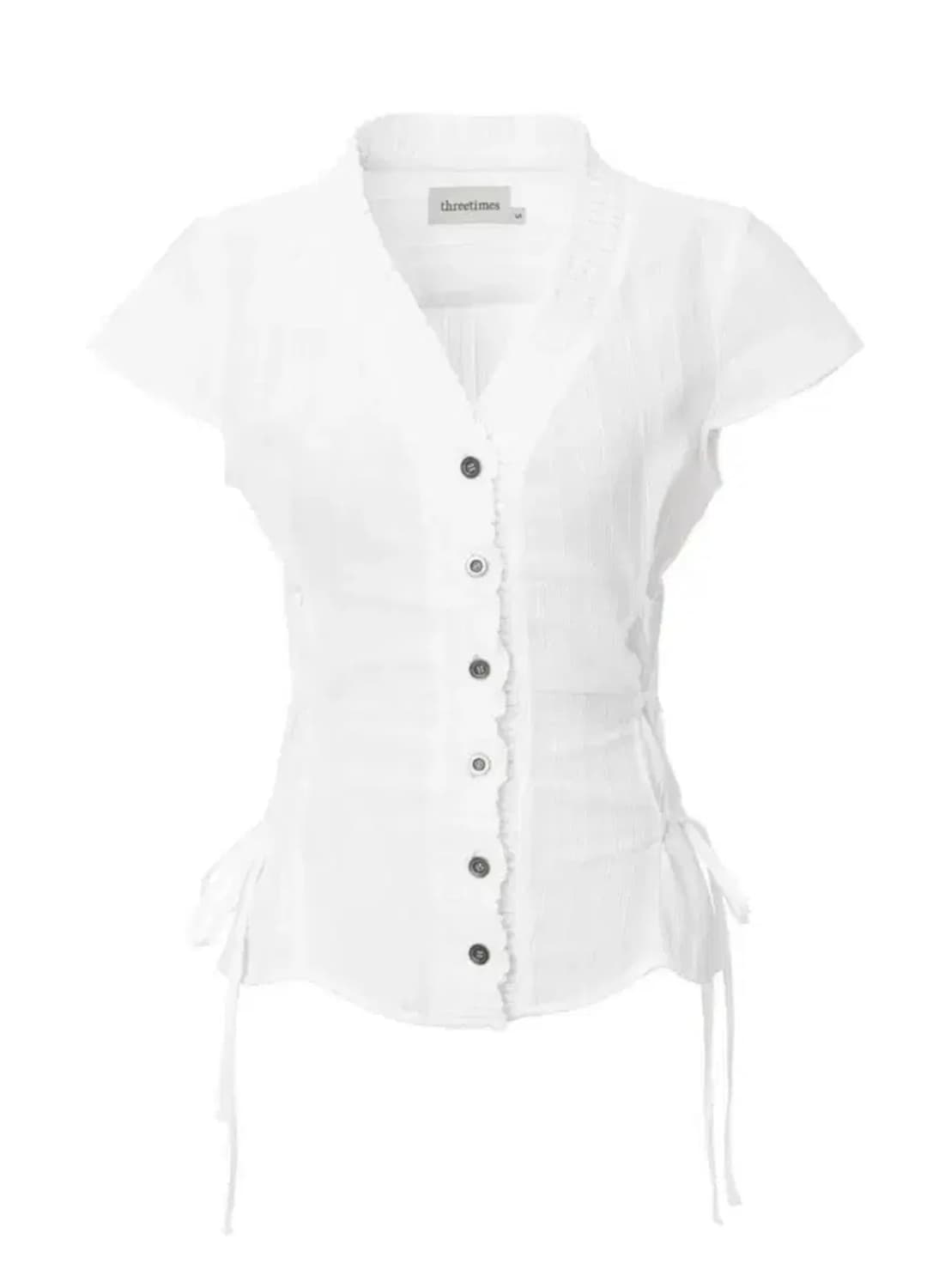 쓰리타임즈 샐리 버튼 셔츠 탑 sally button shirt 블라우스 상품이미지1