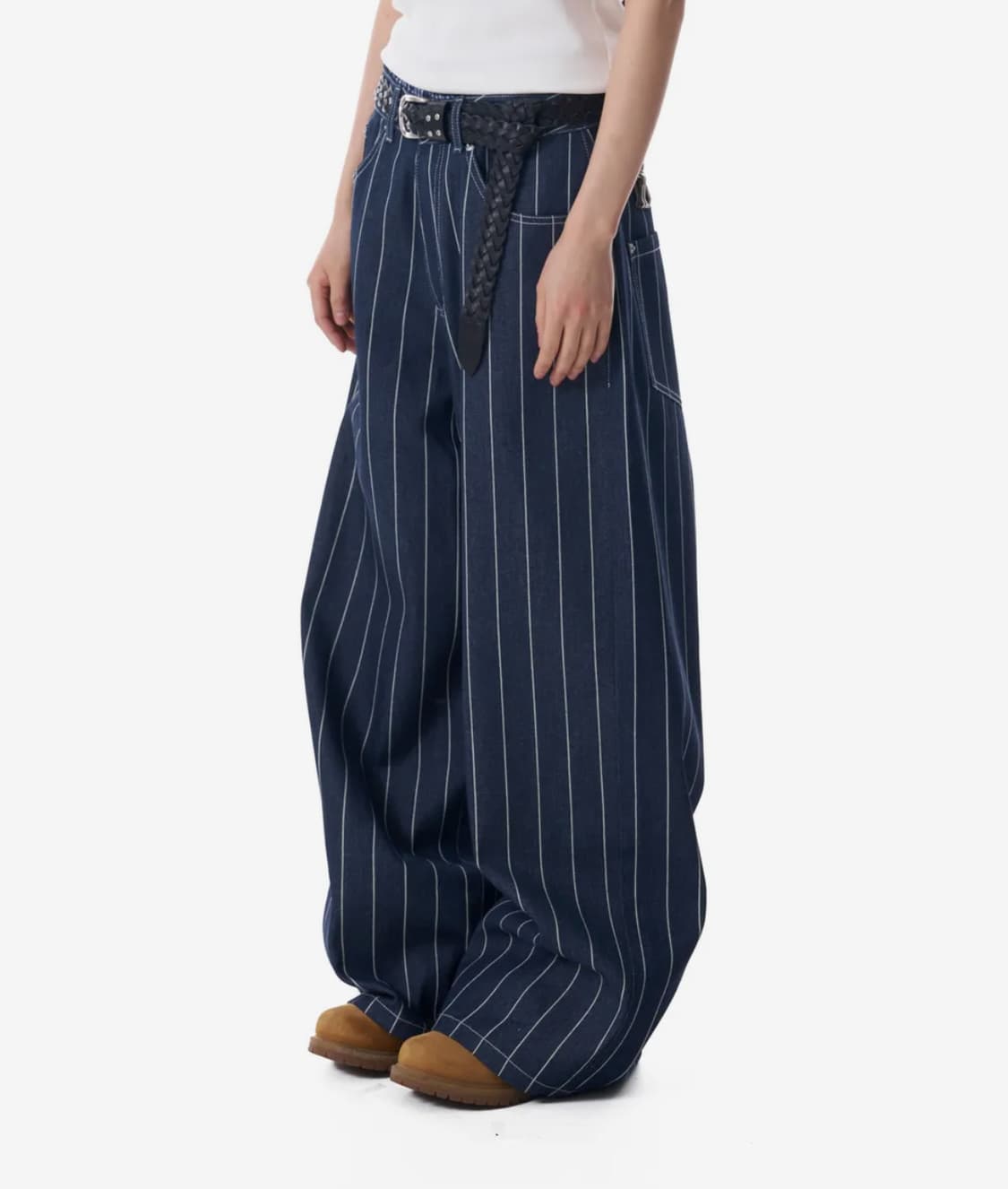 아캄 Striped Cinch Back Denim Pants (Blue) 상품이미지1