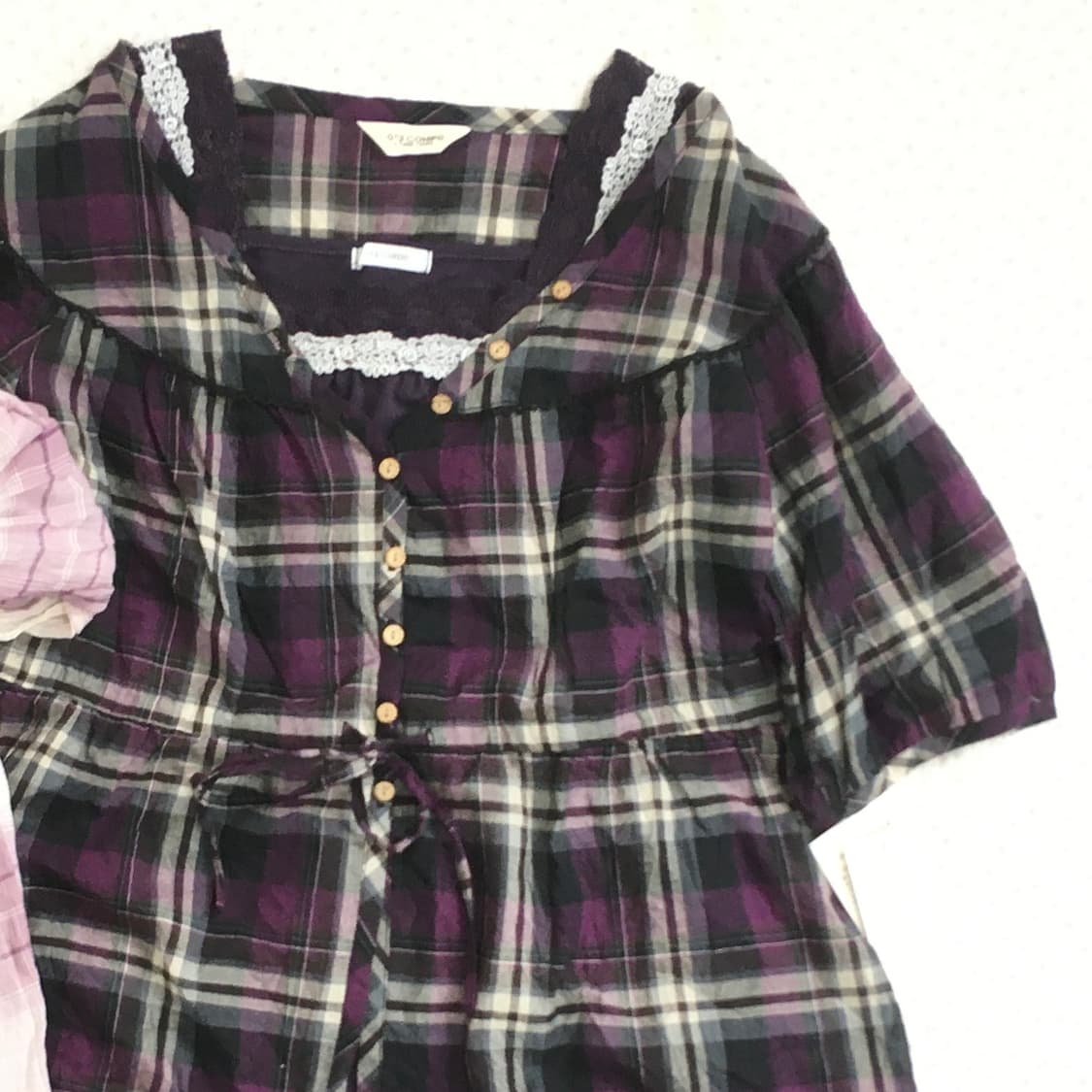 JPN/체크 셔츠 블라우스 모리걸체크블라우스 모리룩체크블라우스 레이어드 상품이미지2