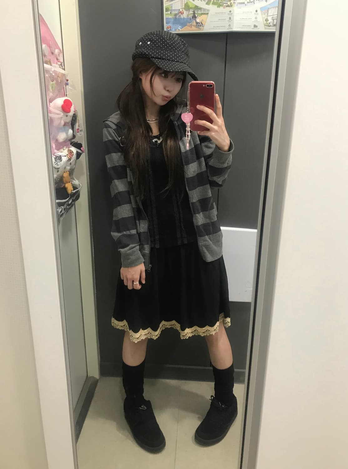 데일리 캐주얼 펑크 블랙 스트라이프 코디세트 상품이미지1