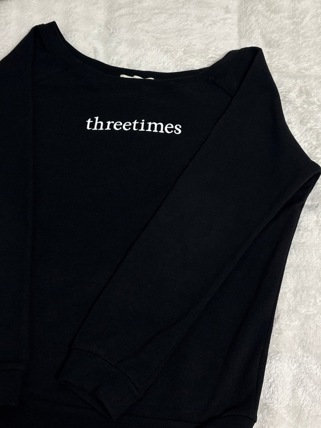 쓰리타임즈 베이직 로고 오프 탑 블랙 상품이미지4