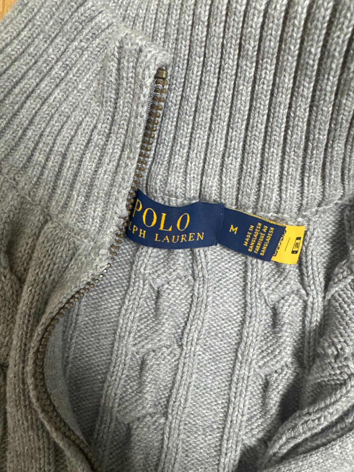 급처) 폴로랄프로렌 회색 케이블 니트 반집업 상품이미지3