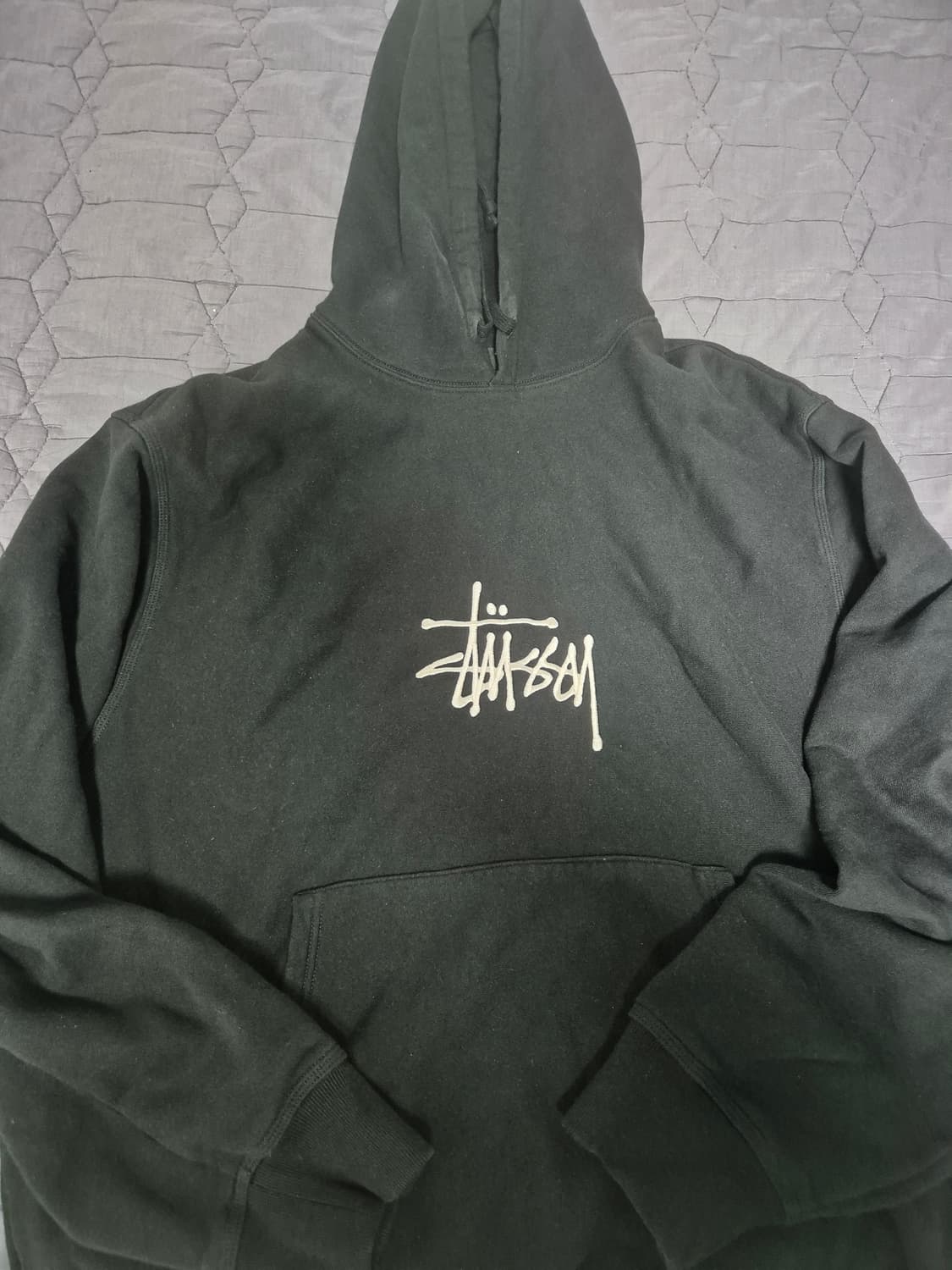 스투시 베이직 아플리케 후드 블랙 XL 상품이미지2