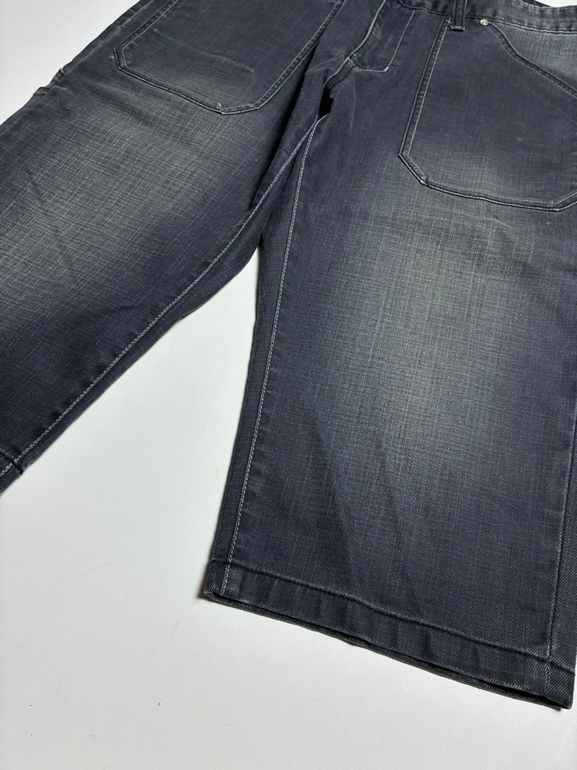 푸부 FUBU 12SS 흑청 워싱 7부 카펜터 데님 반바지 R1376 상품이미지4