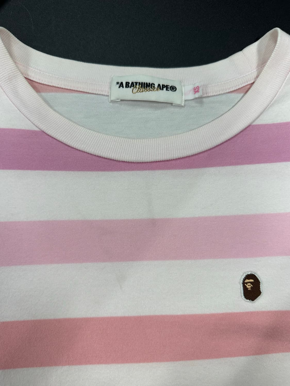  베이프 마일로 미니자수 스트라이프 핑크 긴팔 슬리브 상품이미지4