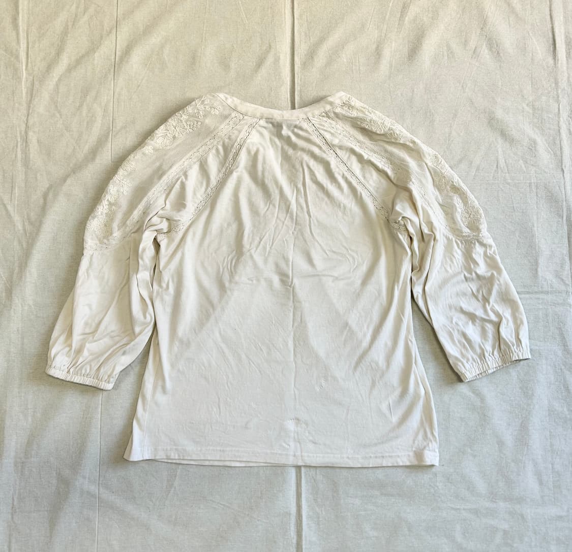 아이보리 레이스 디테일 티셔츠 상품이미지5