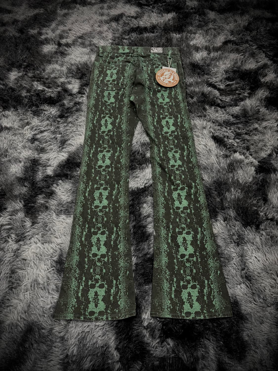 Hysteric Glamour 그린 스네이크 패턴 스컬 부츠컷 팬츠 상품이미지2