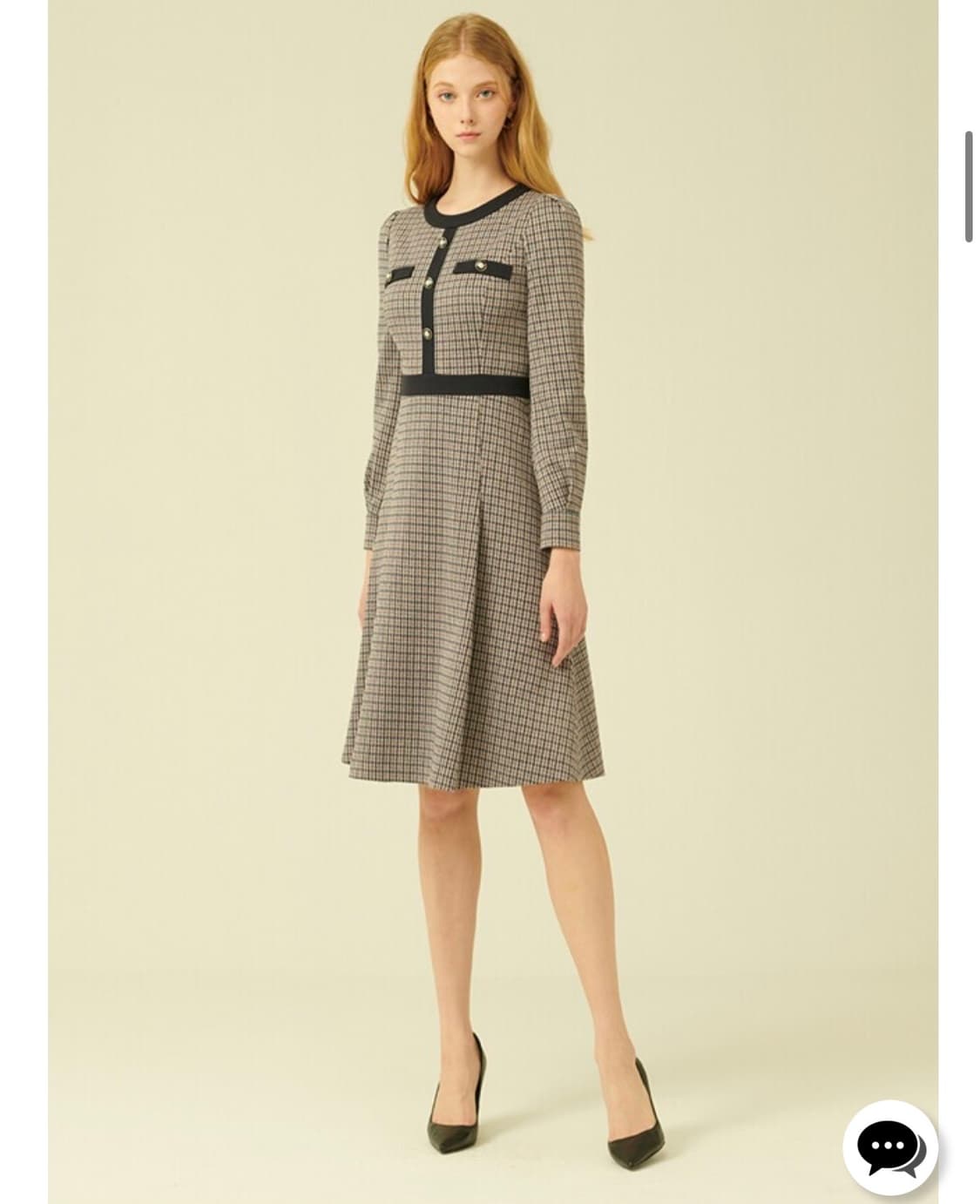 샤틴 SATIN 샤틴배색라인 체크플레어원피스 상품이미지1