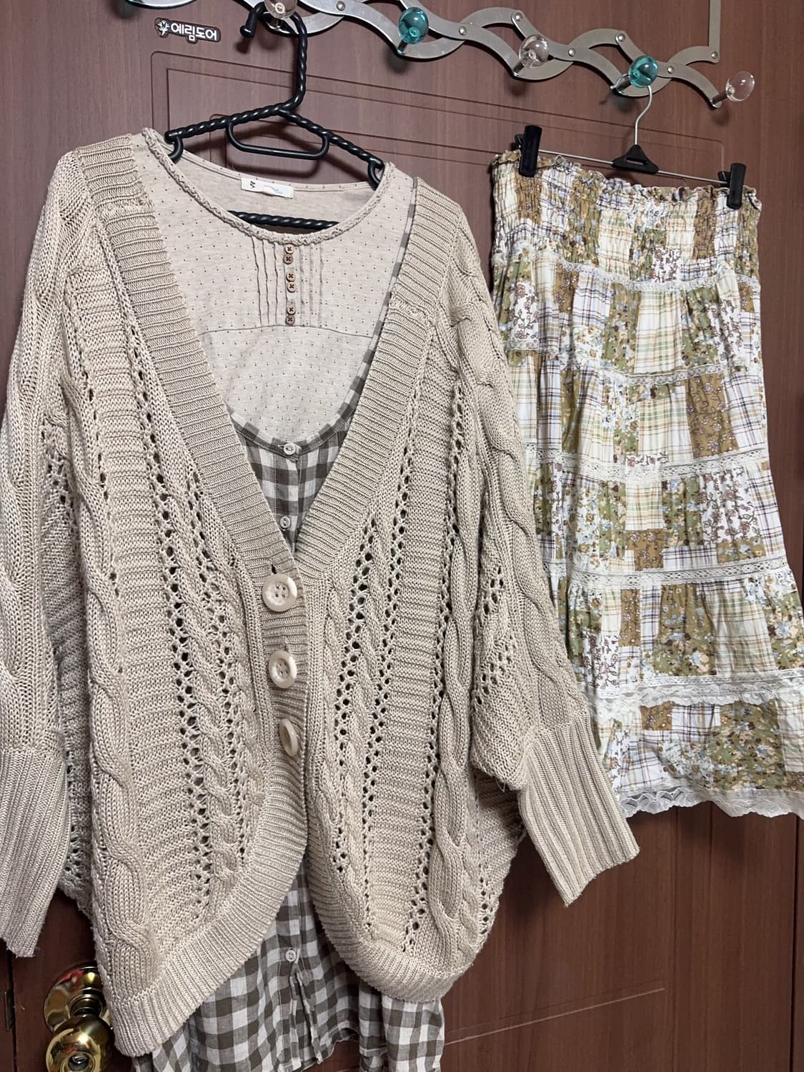 모리걸 아오이유우 코지모리 레이어드 볼레로 가디건 레이스 패치스커트 세트 상품이미지1