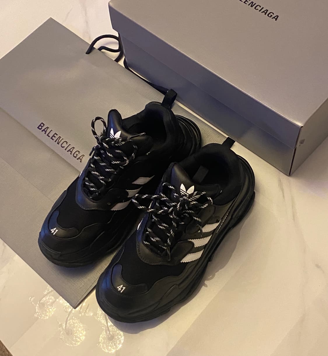 [정품] 발렌시아가X아디다스 신형 트리플S 스니커즈 블랙 265 풀구성품 상품이미지4