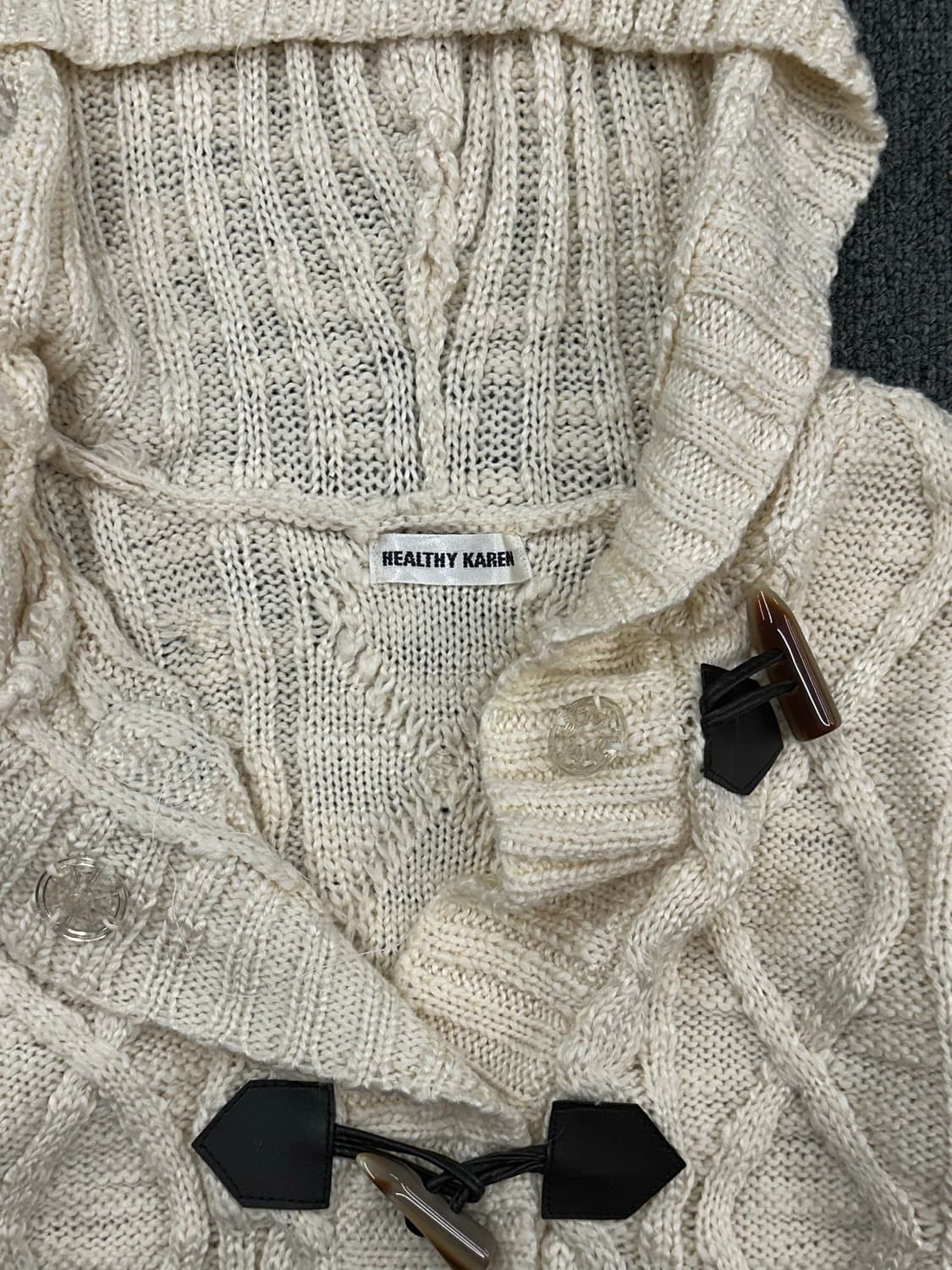 M)HEALTHY KAREN 빈티지 여성 케이블 니트 더플 코트 상품이미지4