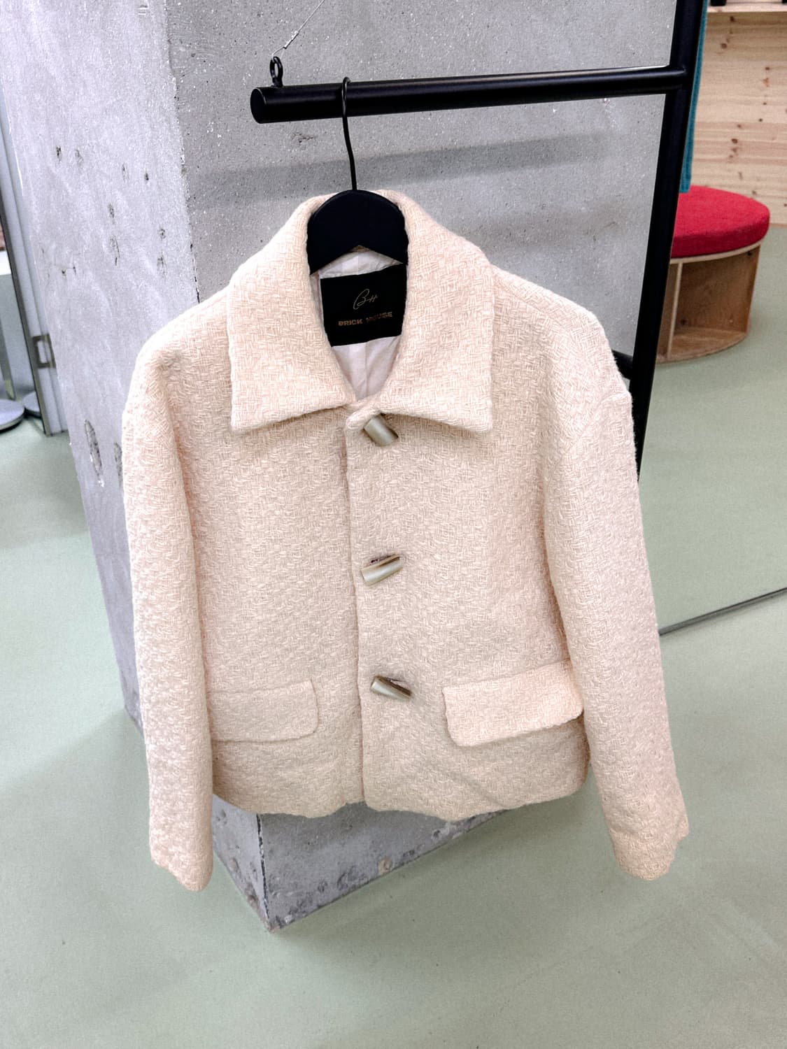 cream tweed half coat 상품이미지4
