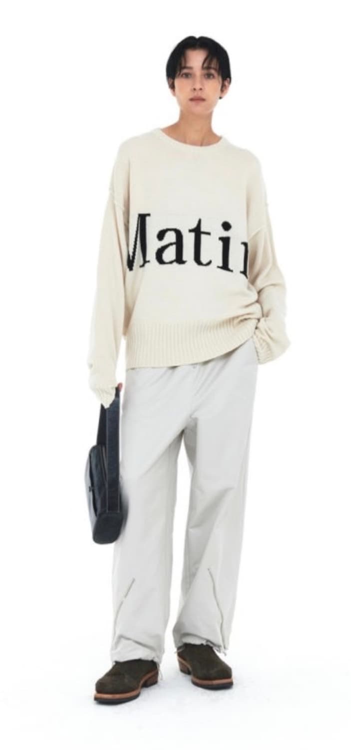 마뗑킴 빅로고 니트 아이보리 상품이미지1