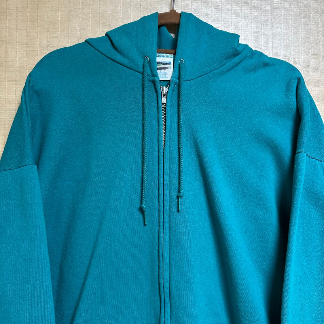 90s 빈티지 에메랄드 블루 후드 집업 L사이즈 상품이미지2