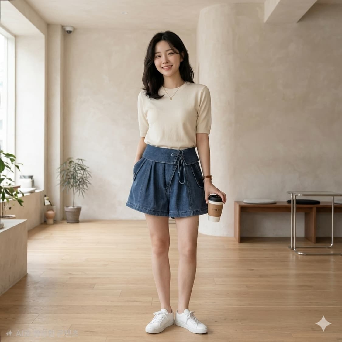 Coli Rotte 언발 랩 스트링 데님 숏팬츠  상품이미지1