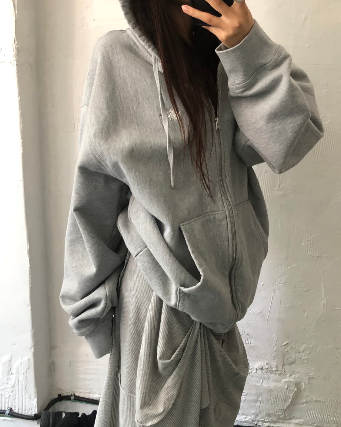 Stussy 스투시 스탁 로고 그레이 후드집업 상품이미지1