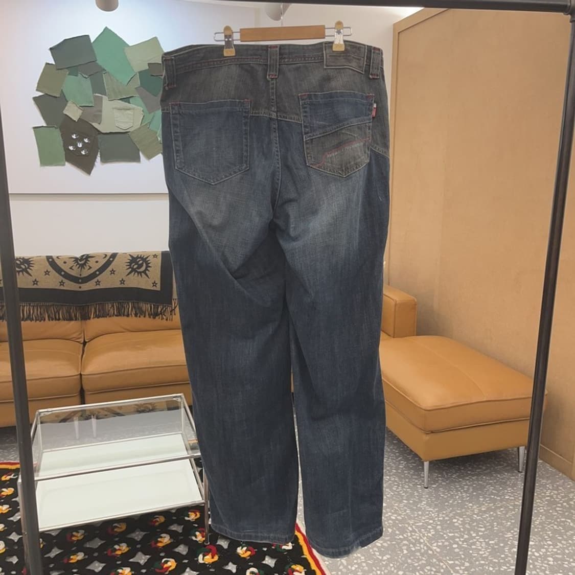  FUBU 올드스쿨 Y2K 빅로고 와이드 데님 팬츠 37인치 C06470 상품이미지4