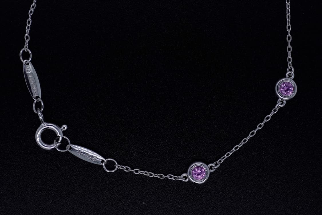 티파니앤코 팔찌 바이더야드 5포인트 핑크 사파이어 실버 팔찌 1.7g 상품이미지4