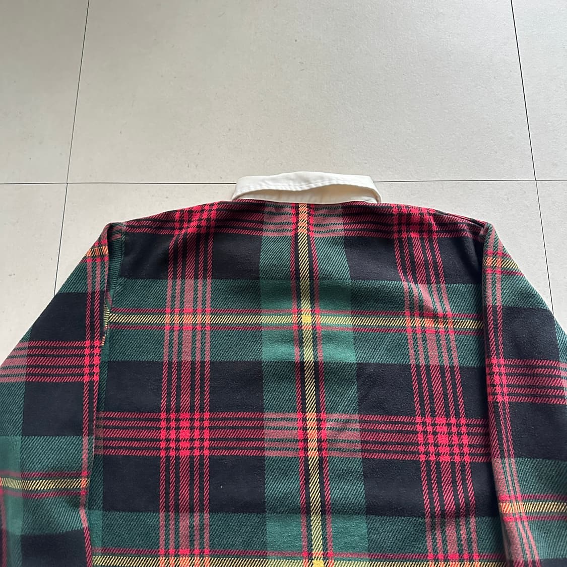 90s 폴로 랄프로렌 타탄 체크 럭비 셔츠 L  상품이미지8