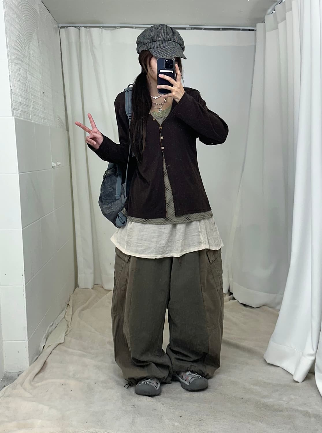 빈티지 카키 브라운 너드 니혼진 러힙 코디세트 상품이미지2