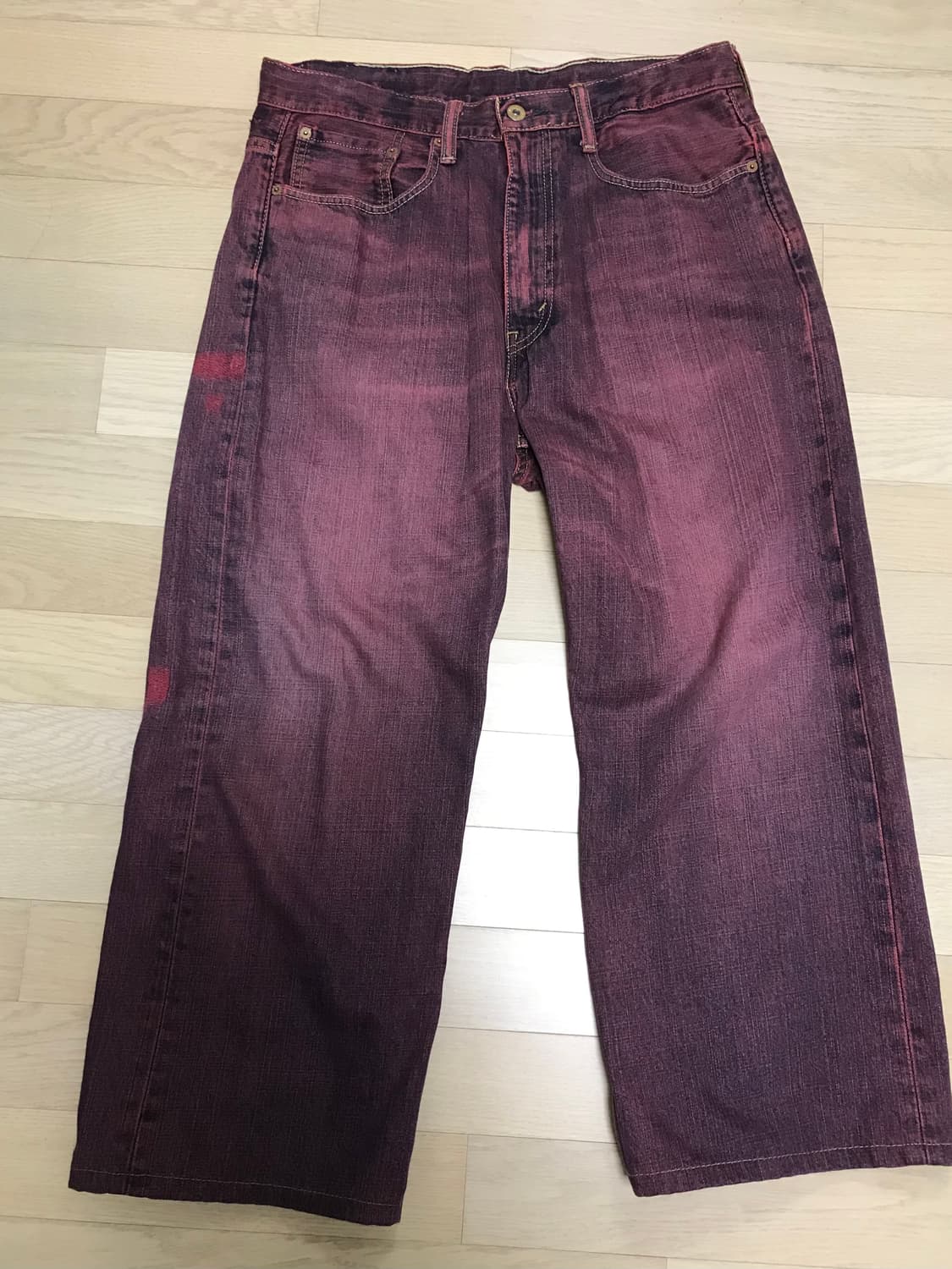 빈티지 리바이스 버건디 와이드 데님팬츠 상품이미지1