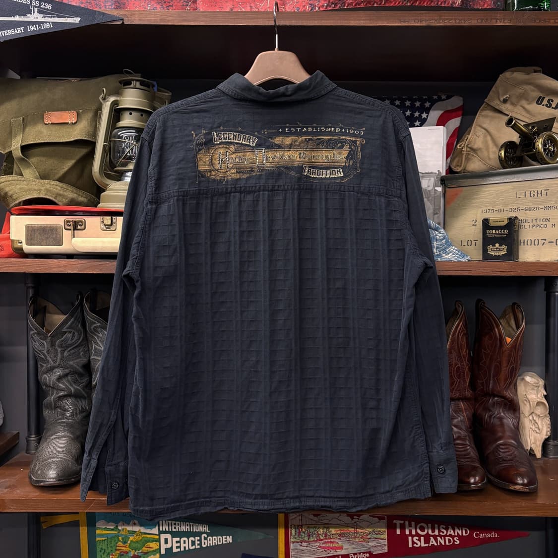 00s 할리데이비슨 헤리티지 엔틱 프린트 멀티 리플스탑 코튼셔츠 N279 상품이미지2