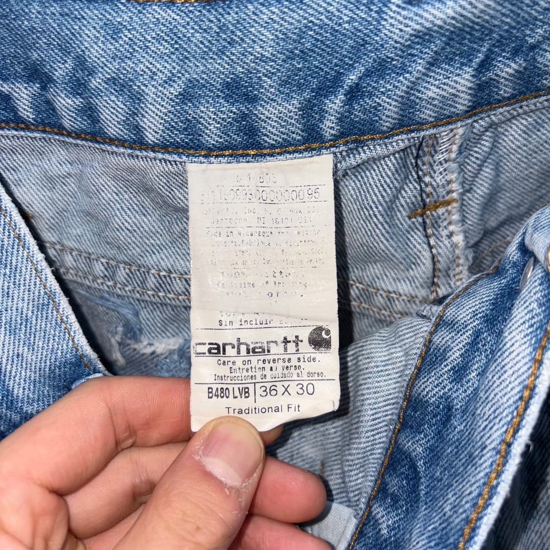(36) 칼하트 B480 라이트 블루 트렌디셔널 데님 팬츠 상품이미지7