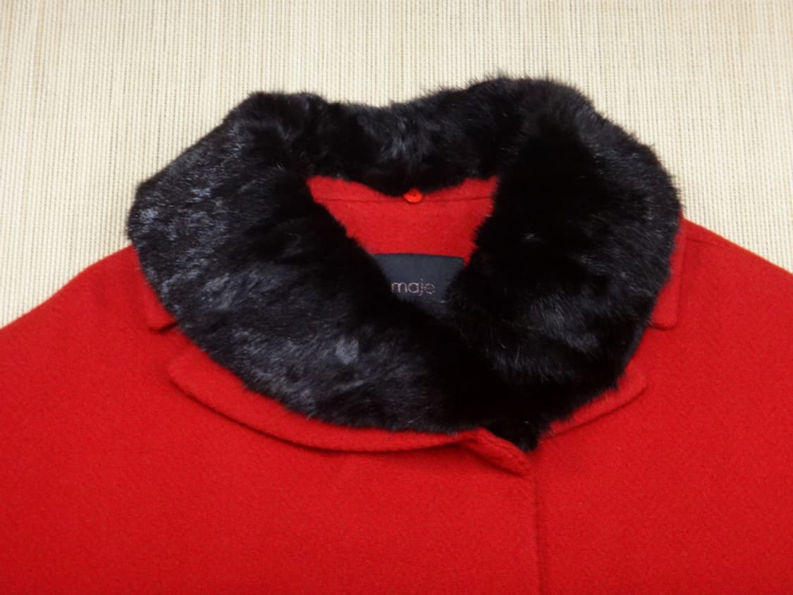 (호칭1) 마쥬 Maje 밍크 카라 울 코트 상품이미지5
