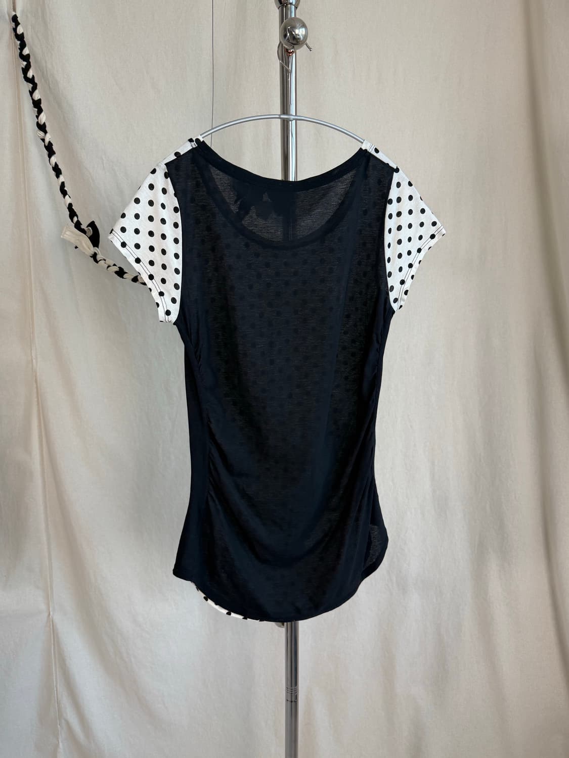 ❢ Comme une femme 도트 셔링 반팔 탑 상품이미지4