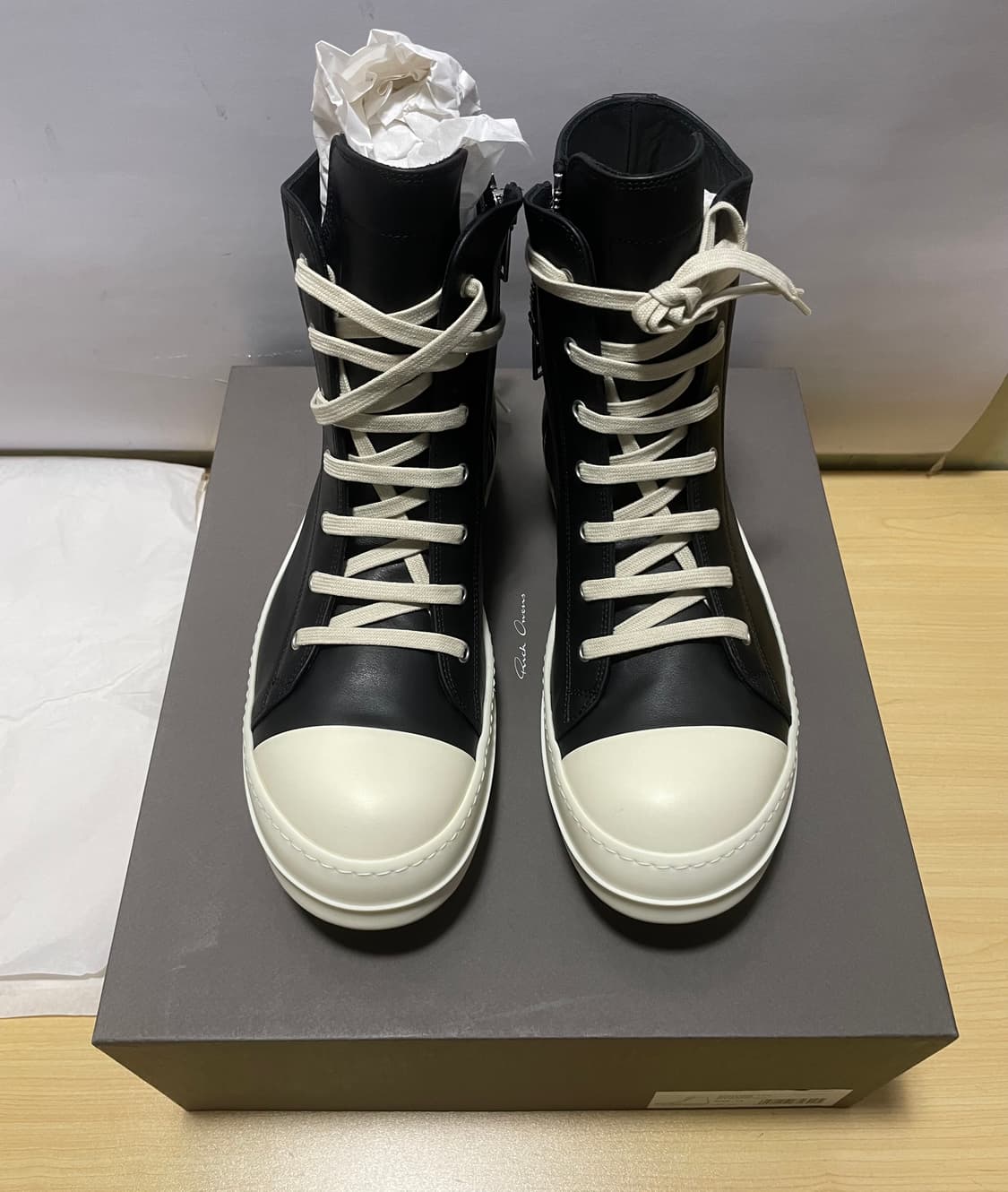 [43,44] 릭오웬스 라몬즈 하이탑 스니커즈 블랙밀크 상품이미지2