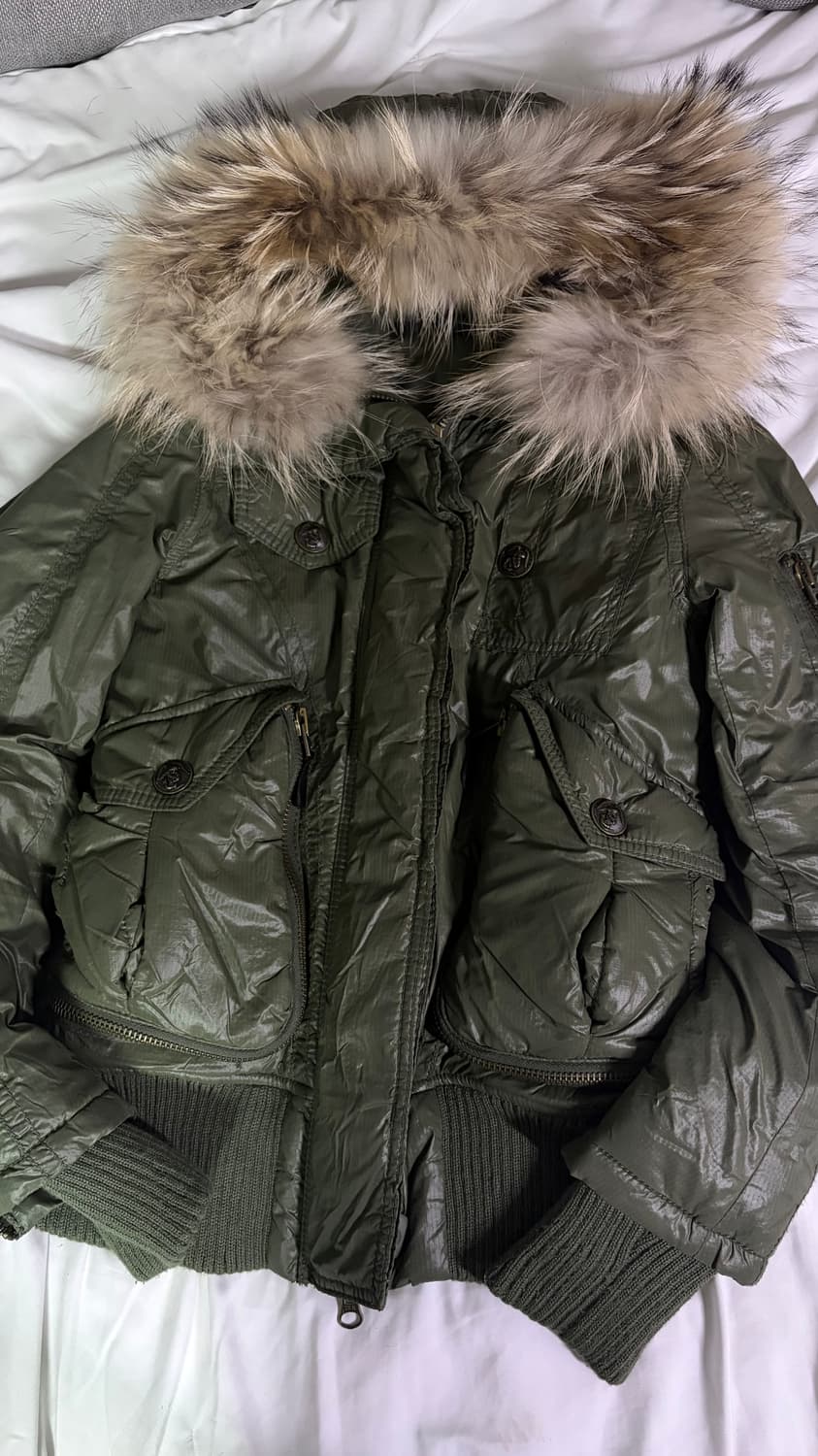 빈티지 갸루 카키 퍼 패딩💅 상품이미지2