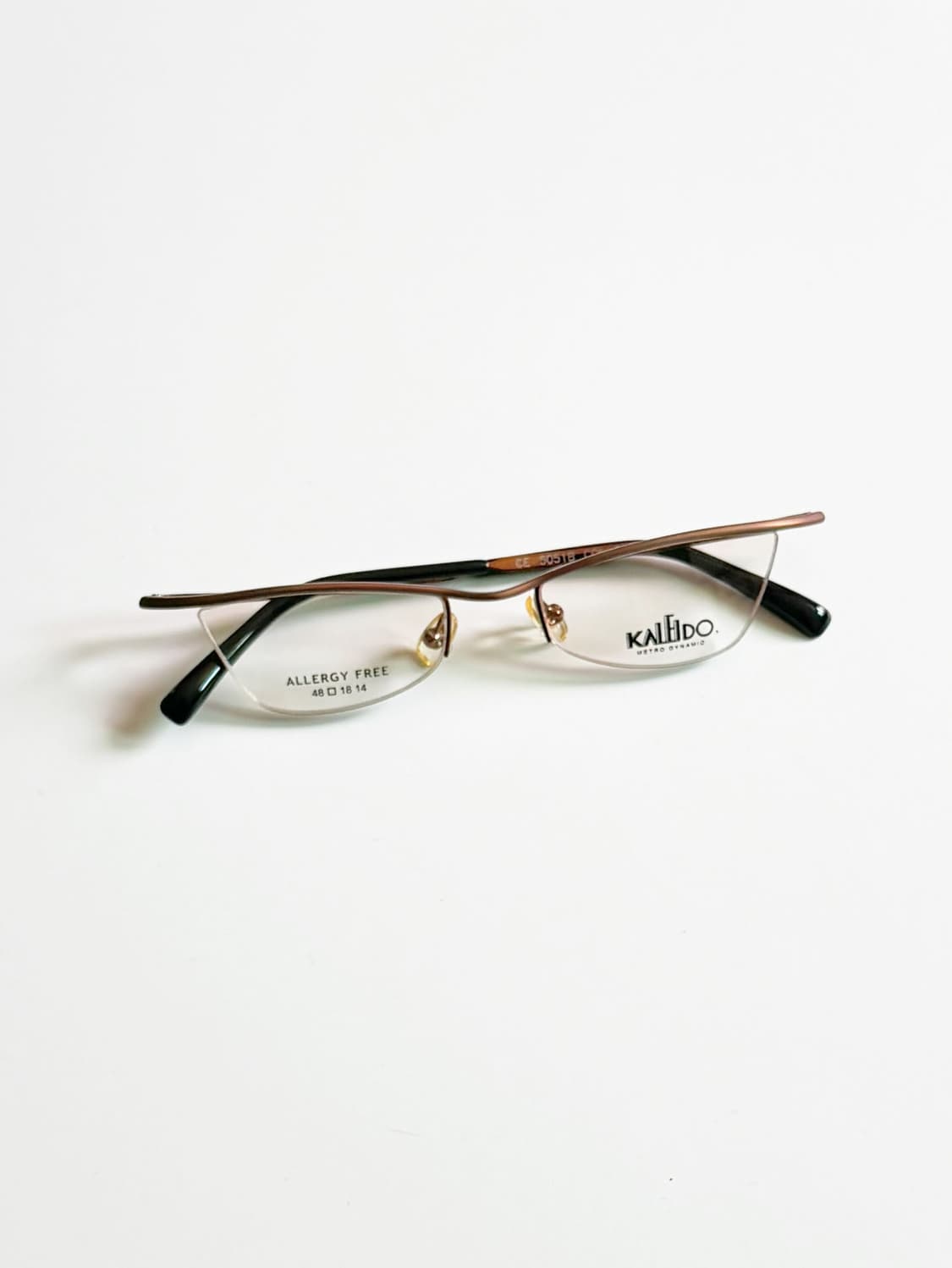90s KALEIDO 브론즈 반무테 스퀘어 메탈 빈티지 안경 상품이미지1