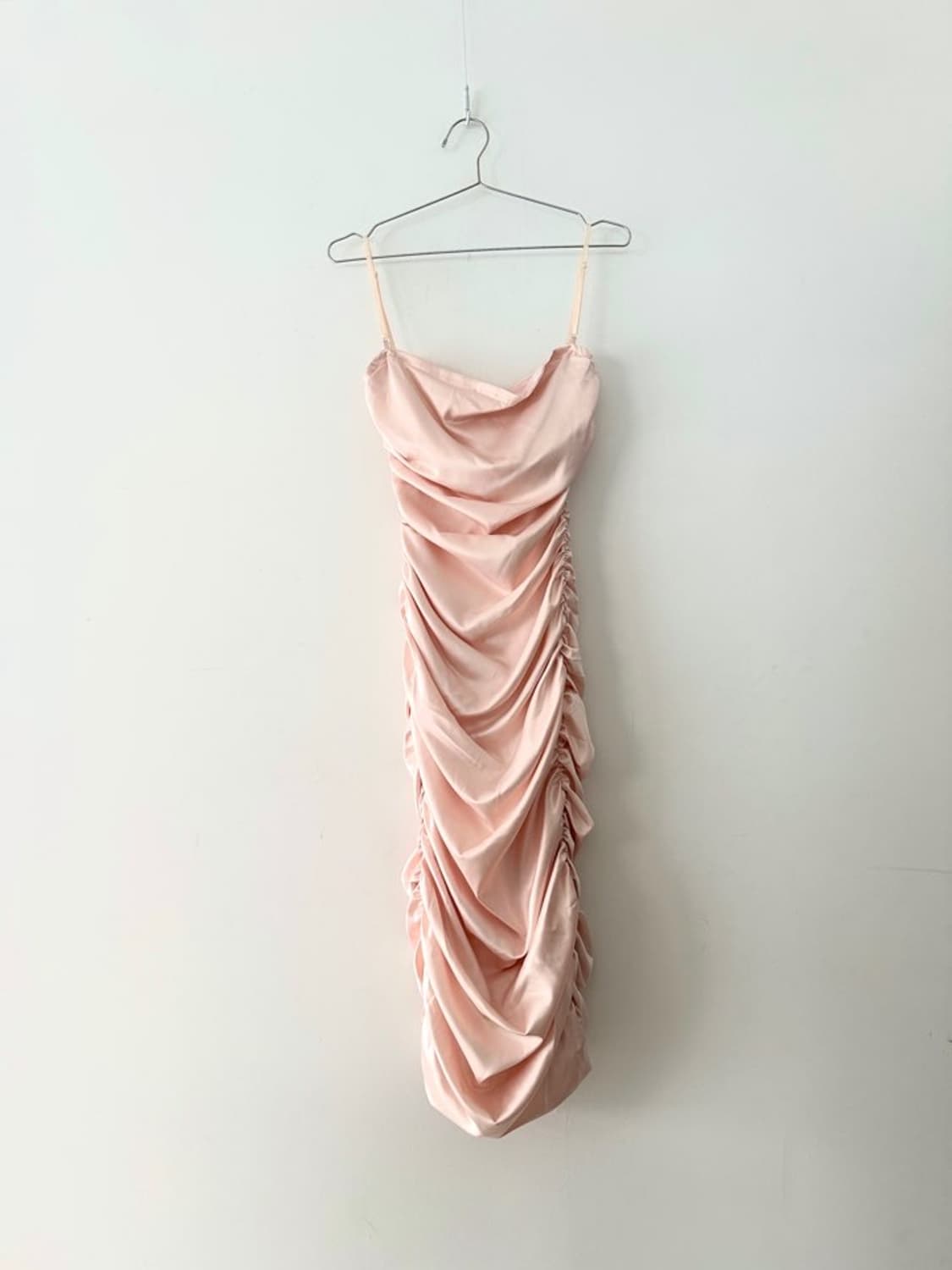 Glossy long shirring ops / baby pink 상품이미지1