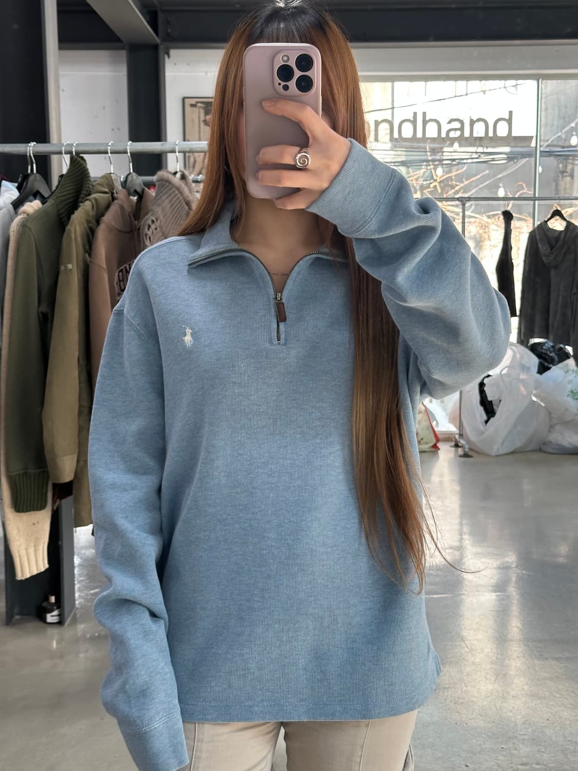 폴로랄프로렌 코튼 쿼터 지퍼 모크넥 스웨터 상품이미지2